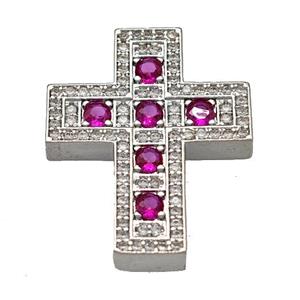Copper Cross Pendant Micro Pave Zirconia Platinum Plated, approx 22-27mm [FN40388]