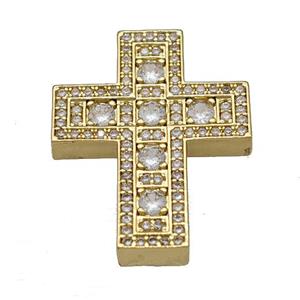 Copper Cross Pendant Micro Pave Zirconia Gold Plated, approx 22-27mm [FN40390]