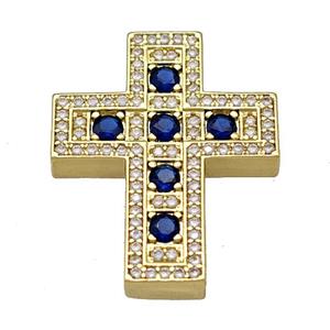 Copper Cross Pendant Micro Pave Zirconia Gold Plated, approx 22-27mm [FN40391]