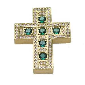 Copper Cross Pendant Micro Pave Zirconia Gold Plated, approx 22-27mm [FN40392]