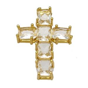 Copper Cross Pendant Micro Pave Crystal Gold Plated, approx 20-30mm [FN40400]