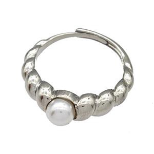 Copper Rings Micro Pave Pearlized Resin Adjustable Platinum Plated, approx 6mm, 18mm dia [FN40429]