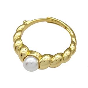 Copper Rings Micro Pave Pearlized Resin Adjustable Gold Plated, approx 6mm, 18mm dia [FN40430]