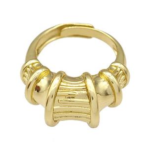 Copper Rings Adjustable Gold Plated, approx 13mm, 18mm dia [FN40434]