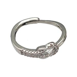 Copper Rings Micro Pave Zirconia Adjustable Platinum Plated, approx 5.5mm, 18mm dia [FN40435]