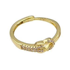 Copper Rings Micro Pave Zirconia Adjustable Gold Plated, approx 5.5mm, 18mm dia [FN40436]
