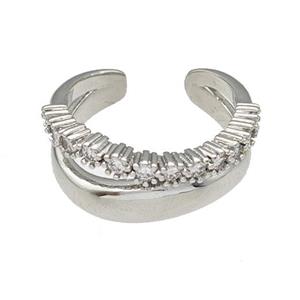 Copper Rings Micro Pave Zirconia Platinum Plated, approx 8-10mm, 18mm dia [FN40437]