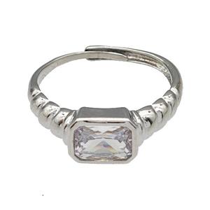 Copper Rings Micro Pave Zirconia Adjustable Platinum Plated, approx 8-10mm, 18mm dia [FN40441]
