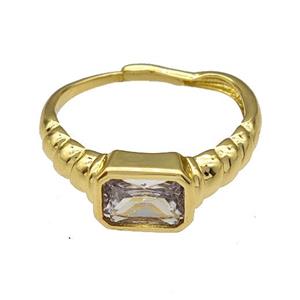 Copper Rings Micro Pave Zirconia Adjustable Gold Plated, approx 8-10mm, 18mm dia [FN40442]
