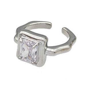 Copper Rings Micro Pave Crystal Platinum Plated, approx 7-8mm, 18mm dia [FN40448]