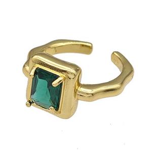 Copper Rings Micro Pave Green Crystal Gold Plated, approx 7-8mm, 18mm dia [FN40451]