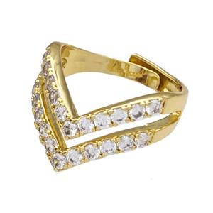 Copper Rings Micro Pave Zirconia Adjustable Gold Plated, approx 15-20mm, 18mm dia [FN40453]