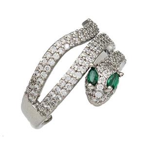 Copper Snake Rings Micro Pave Zirconia Platinum Plated, approx 12mm, 18mm dia [FN40470]