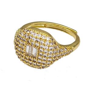 Copper Rings Micro Pave Zirconia Adjustable Gold Plated, approx 13-16mm, 18mm dia [FN40473]