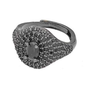 Copper Rings Micro Pave Zirconia Adjustable Black Plated, approx 14mm, 18mm dia [FN40489]