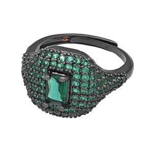 Copper Rings Micro Pave Green Zirconia Adjustable Black Plated, approx 13-16mm, 18mm dia [FN40524]