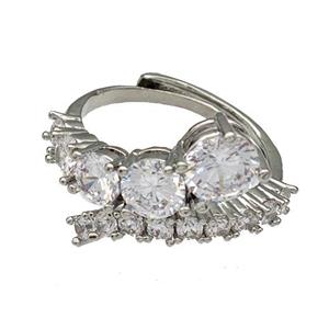 Copper Rings Micro Pave Zirconia Adjustable Platinum Plated, approx 3-7mm, 18mm dia [FN40526]