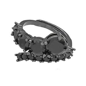 Copper Rings Micro Pave Black Zirconia Adjustable Black Plated, approx 3-7mm, 18mm dia [FN40530]