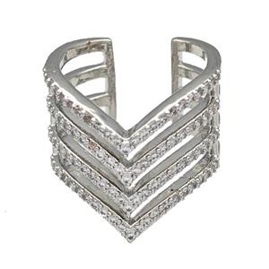 Copper Rings Micro Pave Zirconia Platinum Plated, approx 20mm, 18mm dia [FN40534]