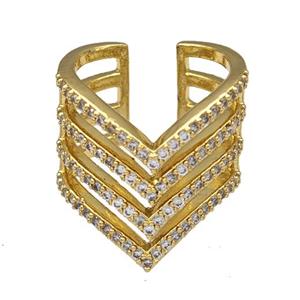 Copper Rings Micro Pave Zirconia Gold Plated, approx 20mm, 18mm dia [FN40535]