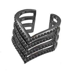 Copper Rings Micro Pave Black Zirconia Black Plated, approx 20mm, 18mm dia [FN40538]