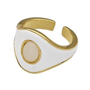Copper Rings White Enamel Gold Plated, approx 16mm, 18mm dia [FN40558]