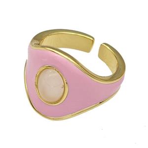 Copper Rings Pink Enamel Gold Plated, approx 16mm, 18mm dia [FN40559]