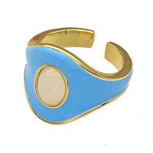 Copper Rings Blue Enamel Gold Plated, approx 16mm, 18mm dia [FN40561]