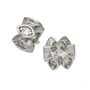 Copper Rondelle Beads Micro Pave Zirconia Platinum Plated, approx 6mm [FN40584]