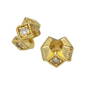 Copper Rondelle Beads Micro Pave Zirconia Gold Plated, approx 6mm [FN40587]