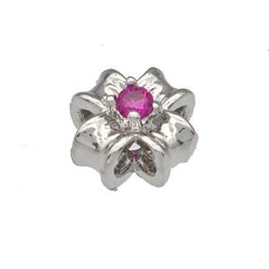 Copper Flower Micro Pave Zirconia Platinum Plated, approx 8mm [FN40591]