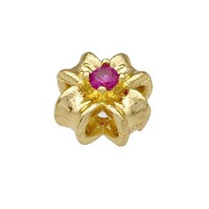 Copper Flower Micro Pave Zirconia Gold Plated, approx 8mm [FN40592]