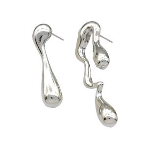 Copper Stud Earrings Platinum Plated, approx 7-28mm, 12-38mm [FN40598]