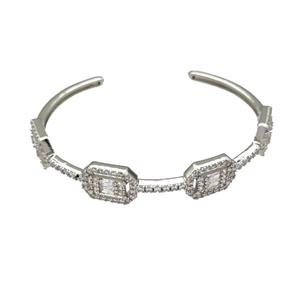 Copper Bangles Pave Zircon Platinum Plated, approx 10-14mm, 45-55mm dia [FN40604]