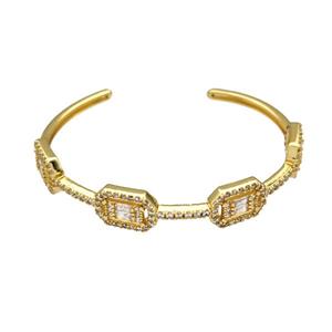 Copper Bangles Pave Zircon Gold Plated, approx 10-14mm, 45-55mm dia [FN40605]