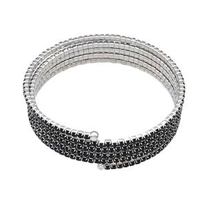 Copper Bangles Pave Black Zircon Platinum Plated, approx 2mm, 55mm dia [FN40613]