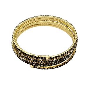 Copper Bangles Pave Black Zircon Gold Plated, approx 2mm, 55mm dia [FN40614]