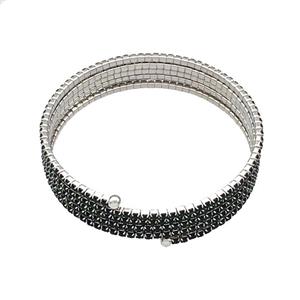 Copper Bangles Pave Darkgreen Zircon Platinum Plated, approx 2mm, 55mm dia [FN40615]