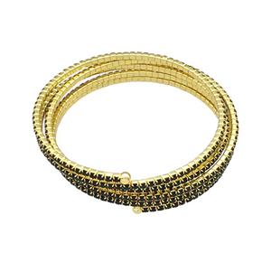 Copper Bangles Pave DarkGreen Zircon Gold Plated, approx 2mm, 55mm dia [FN40616]