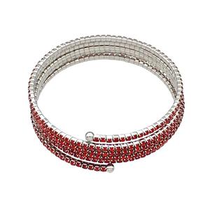 Copper Bangles Pave Red Zircon Platinum Plated, approx 2mm, 55mm dia [FN40617]