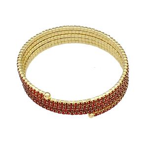 Copper Bangles Pave Red Zircon Gold Plated, approx 2mm, 55mm dia [FN40618]