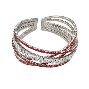 Copper Bangles Pave Red Zircon Platinum Plated, approx 2mm, 55mm dia [FN40622]