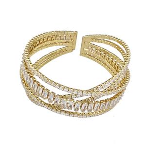 Copper Bangles Pave Zircon Gold Plated, approx 2mm, 55mm dia [FN40623]
