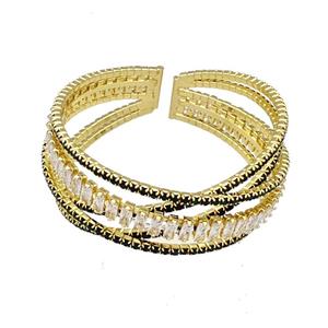 Copper Bangles Pave Black Zircon Gold Plated, approx 2mm, 55mm dia [FN40624]