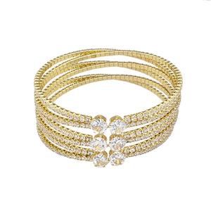 Copper Bangles Micro Pave Zirconia Gold Plated, approx 6mm, 2mm, 55mm dia [FN40629]