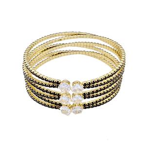 Copper Bangles Pave Black Zircon Gold Plated, approx 6mm, 2mm, 55mm dia [FN40630]