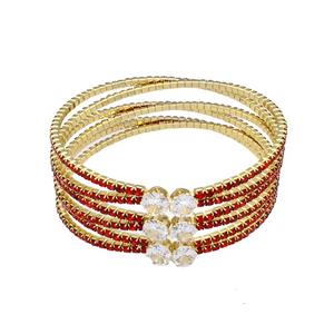 Copper Bangles Pave Red Zircon Gold Plated, approx 6mm, 2mm, 55mm dia [FN40631]