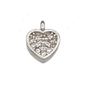 Copper Heart Pendant Pave Zirconia Platinum Plated, approx 6mm [FN40632]