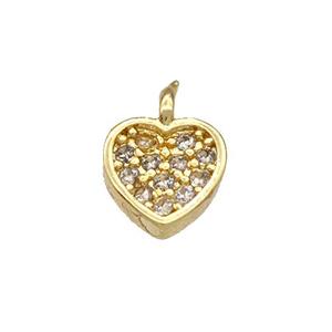 Copper Heart Pendant Micro Pave Zirconia Gold Plated, approx 6mm [FN40633]