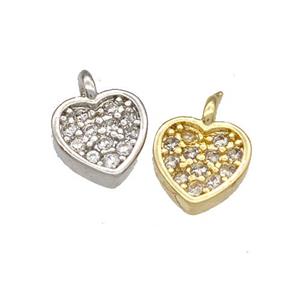 Copper Heart Pendant Micropave Zirconia Mixed, approx 6mm [FN40634]